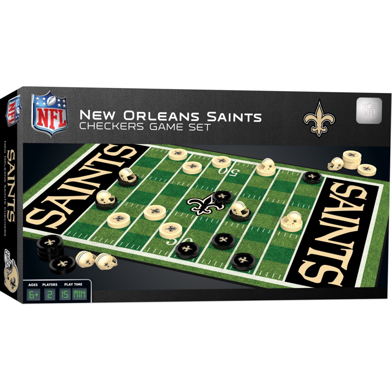 Masterpieces Officially licensed NFL New Orleans Saints Checkers Board Game for Families and Kids ages 6 and Up